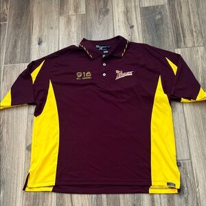 Men's Track Bowling Shirt Maroon and Yellow Polo Shirt